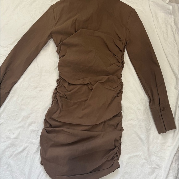 Zara Brown Buttoned Long Sleeve Dress - Picture 8 of 12